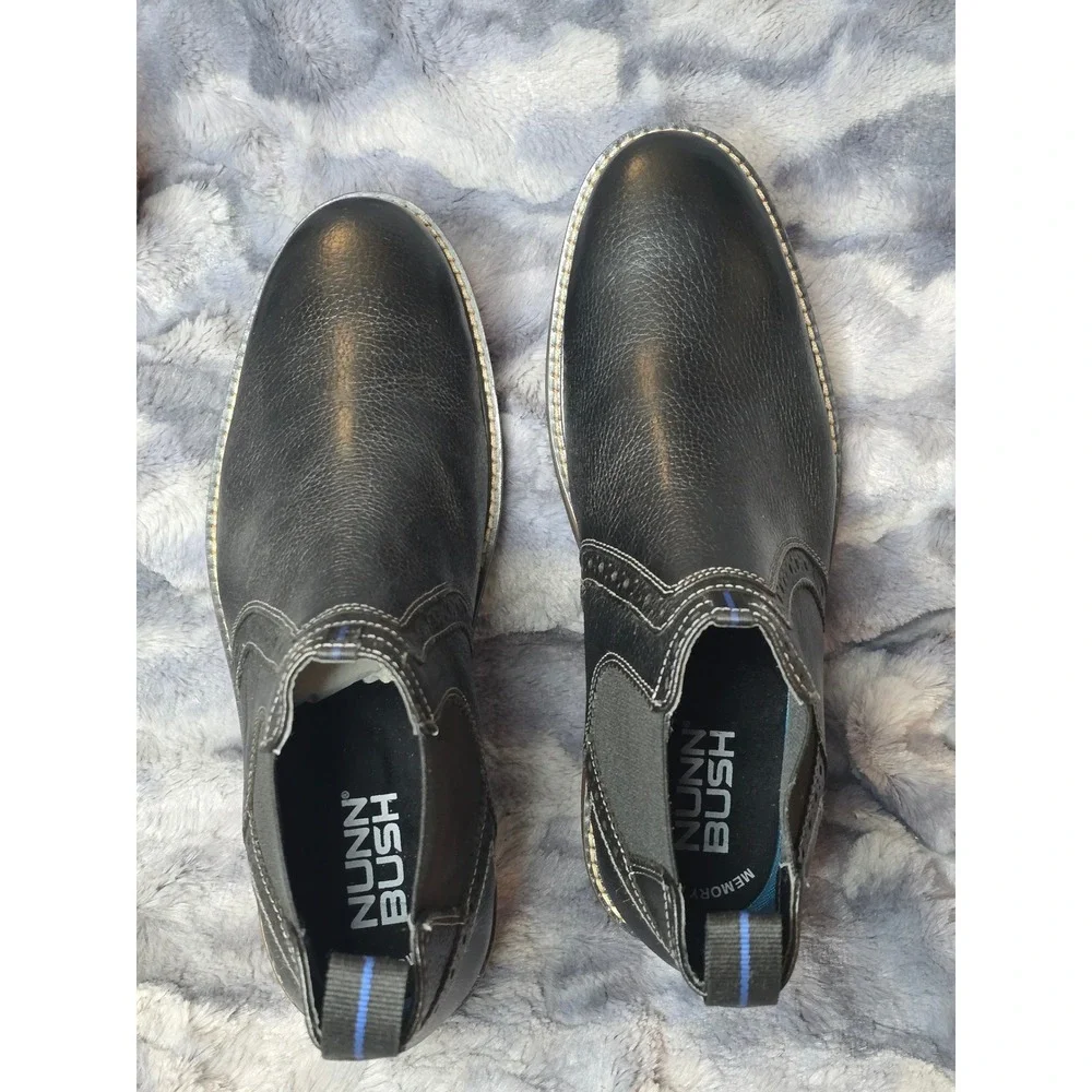 NWB Nunn Bush Mens Otis II Plain Toe Chelsea leather Black Size‎ 9M